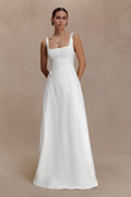 Salma Drop Waist Cotton Maxi Dress - White